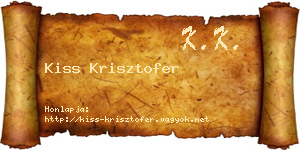 Kiss Krisztofer névjegykártya